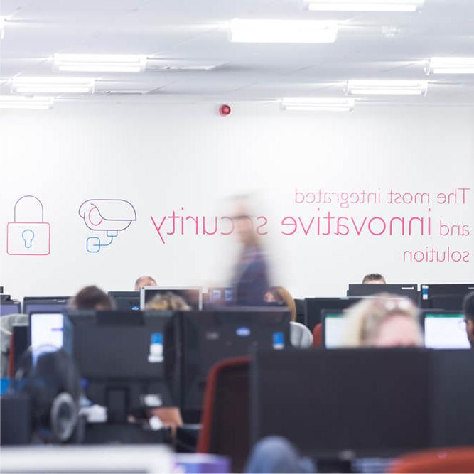 Mitie's Security Centre, with 'The most integrated and innovative security solution' wording displayed on the wall